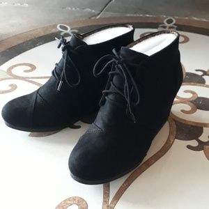 Black Wedge Booties